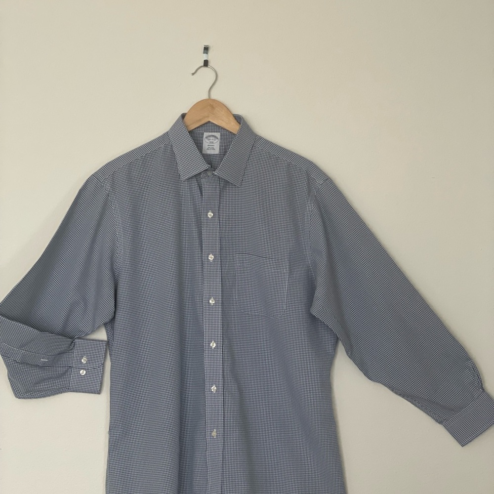 Brooks Brothers Blue Dress Shirt Long-Sleeved Cotton